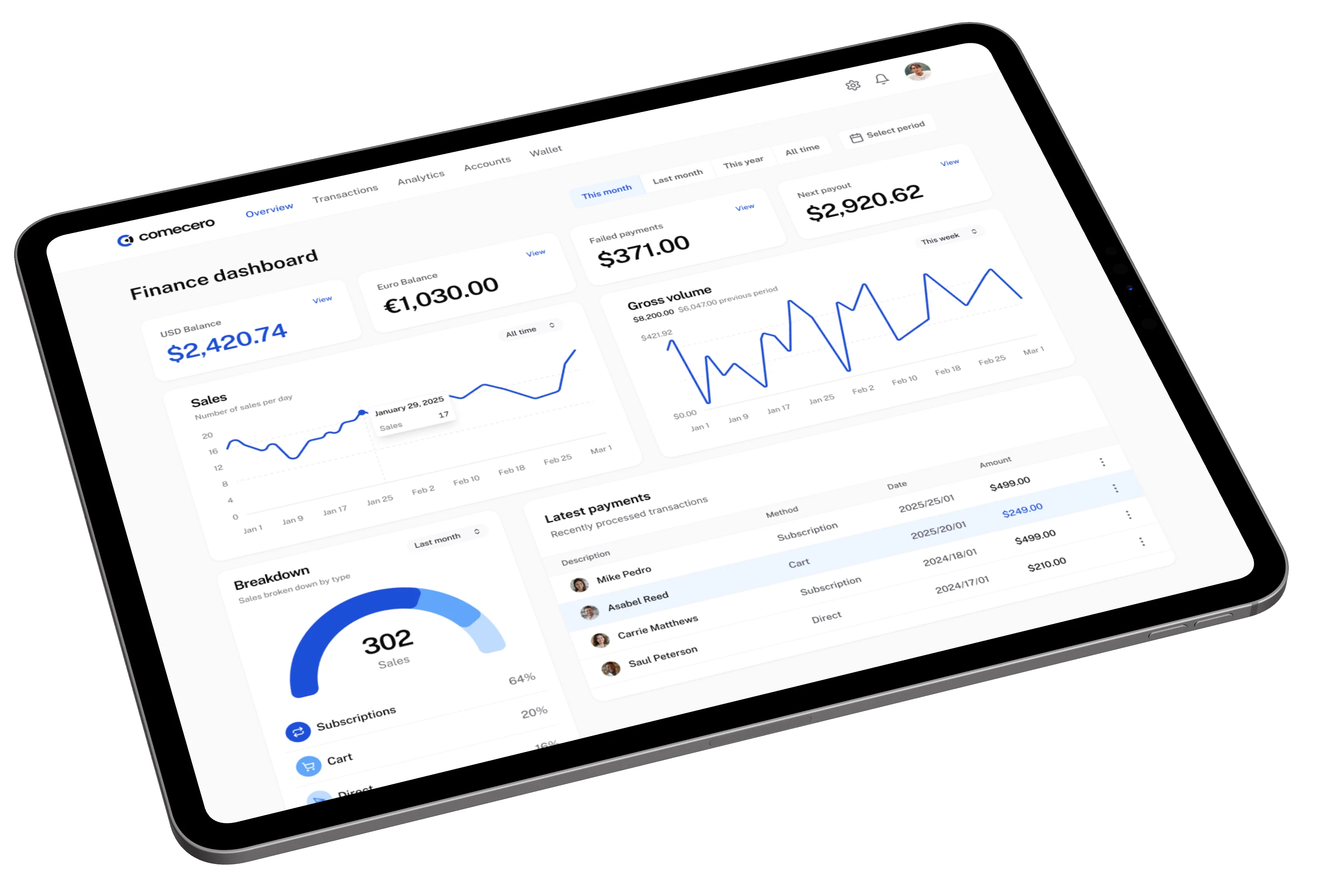 Finance dashboard preview