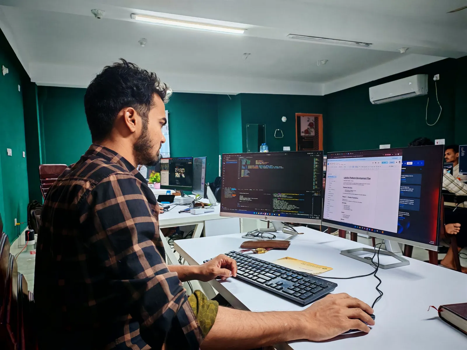 Developer at a desk working on a payments integration