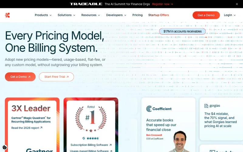Chargebee homepage describing every pricing model in one billing system