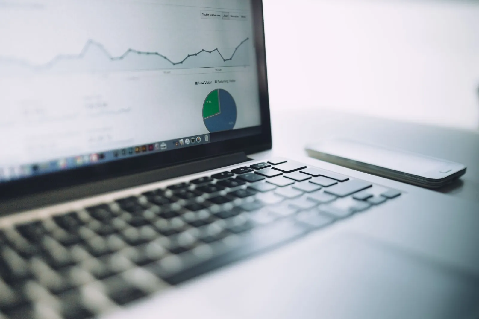 Laptop showing a usage analytics dashboard with charts